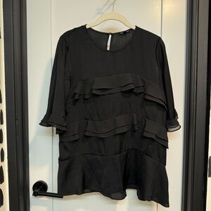 Who What Wear x Target Elegant Black Ruffle Top